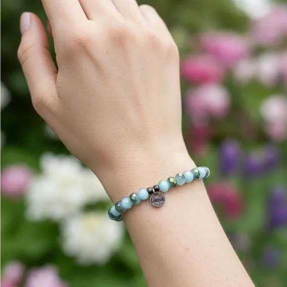 Erimish Aqua and Gold Beaded Bracelet ***Bundle 2 or more and save on shipping!! - Picture 3 of 5